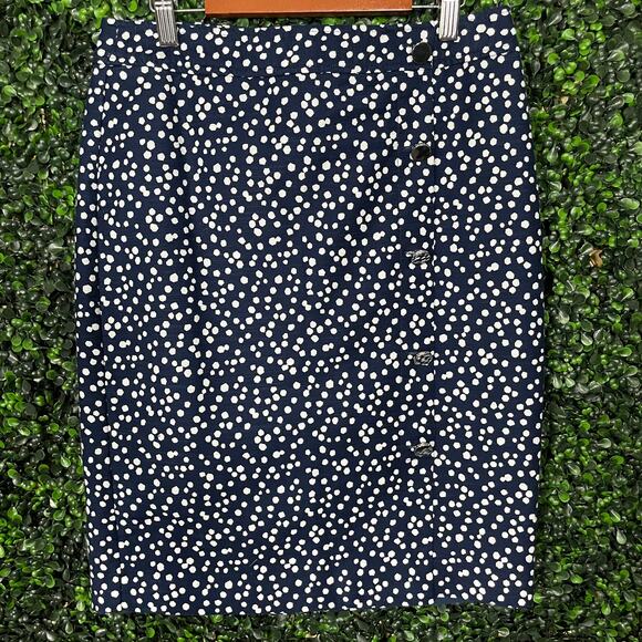 Talbots, Printed Polka Dot Pencil Skirt,  Silver Buttons, Women's Size 2 (XS) - Picture 1 of 5